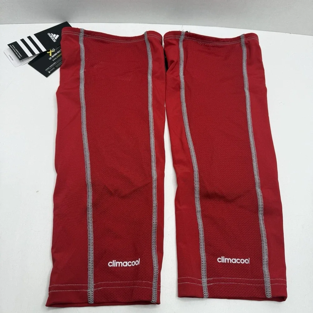Adidas ClimaCool Ironskin Padded Knee Sleeves Pair Red Medium TP69A NEW